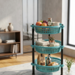 3-Tier Multipurpose Plastic Storage Trolley Cart with Wheels