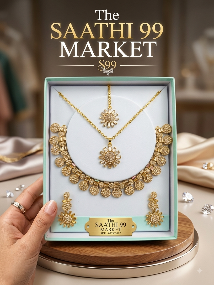 1786608716097 Traditional Gold Plated Necklace & Earrings Jewelry Set - Image 1