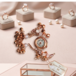 Elegant Rose Gold Charm Bracelet & Watch Jewelry Set